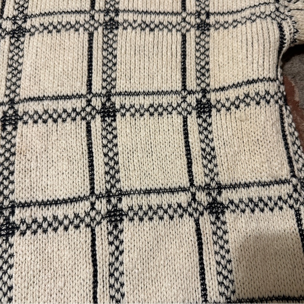Vintage 1990s Crossings Knit Cream & Black Grid Pattern Cardigan Sweater USA - Picture 14 of 14